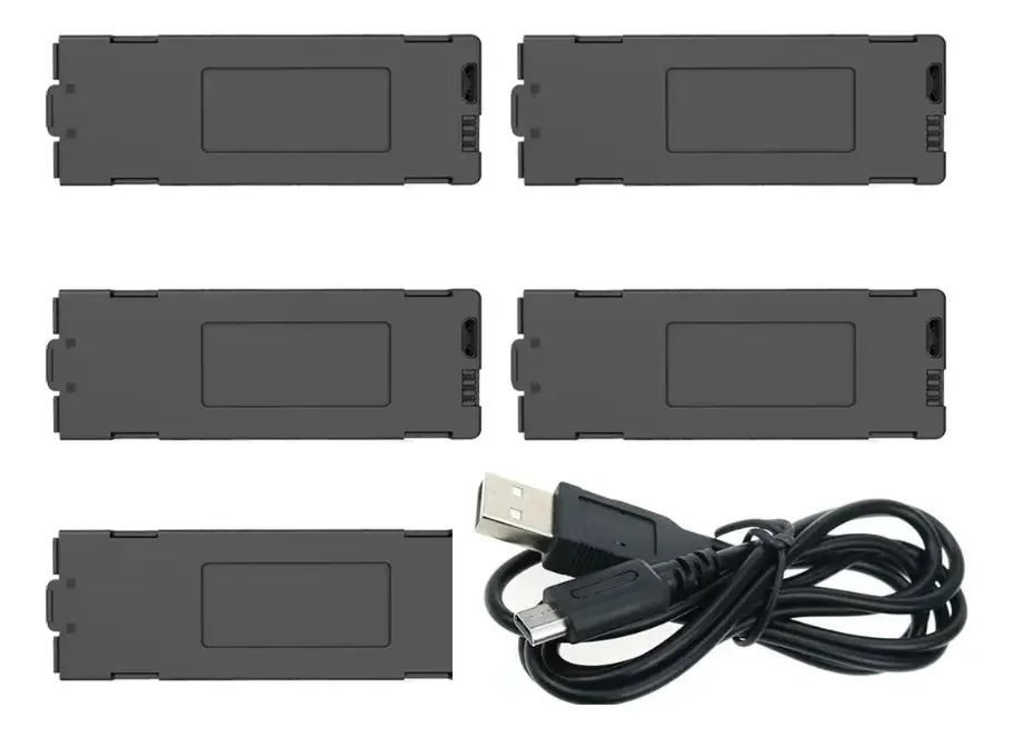 Kit 5 Baterias + Cabo P/ Drones M5, M4, K10, K12, K13, E88