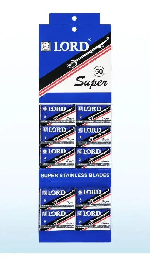 Lamina Inox Barbear Lord Super Cartela Com 50 Lâminas