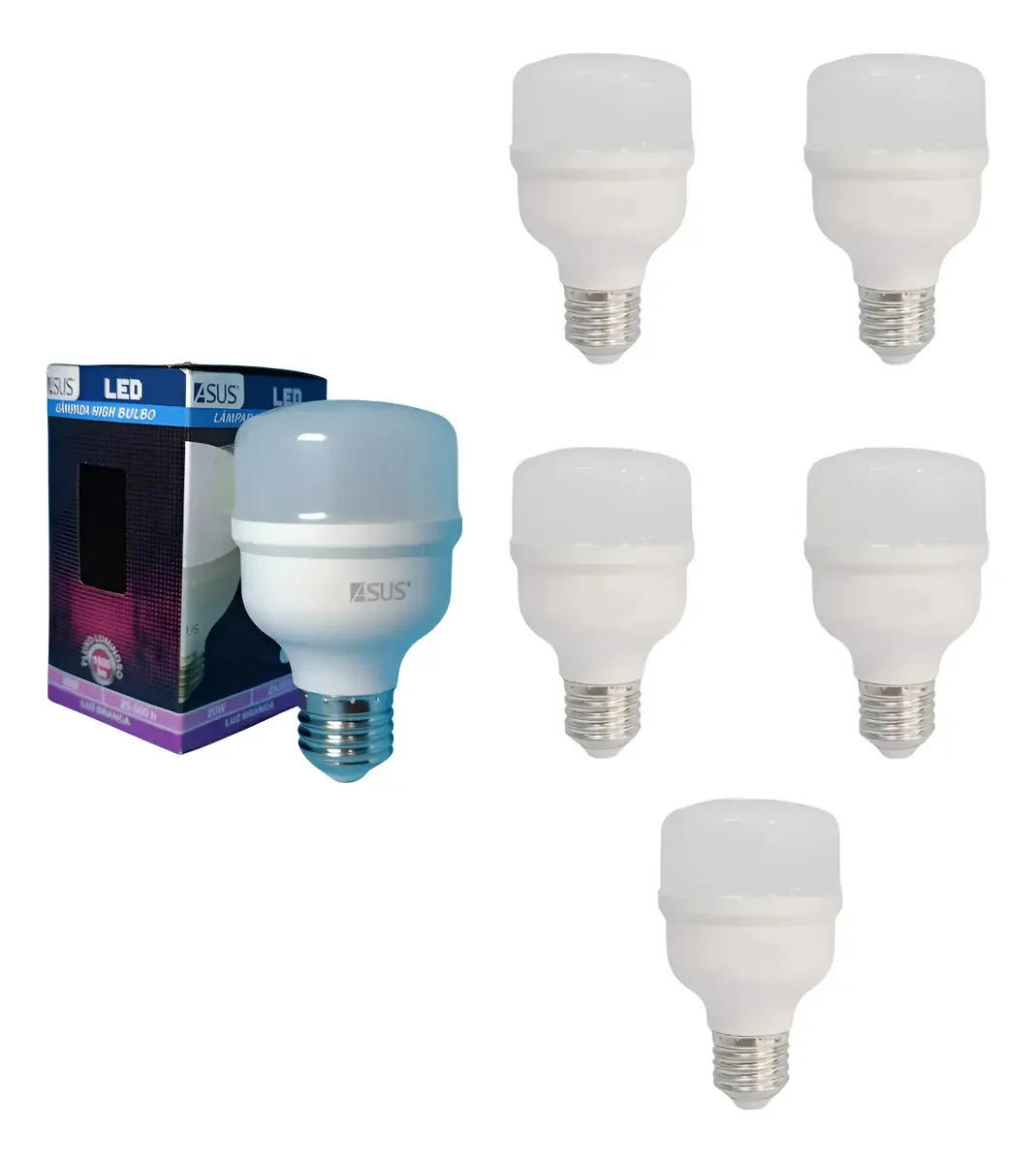 Kit 5 Lampadas De Led 20w 6500k Asus