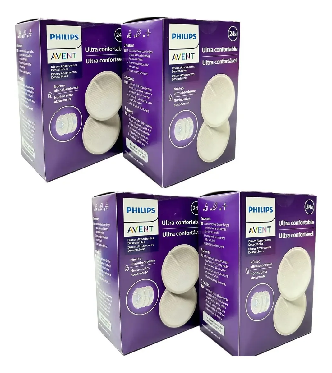 Absorventes De Seios Avent Descartáveis 4 Cx (96 Un) Cor Branco