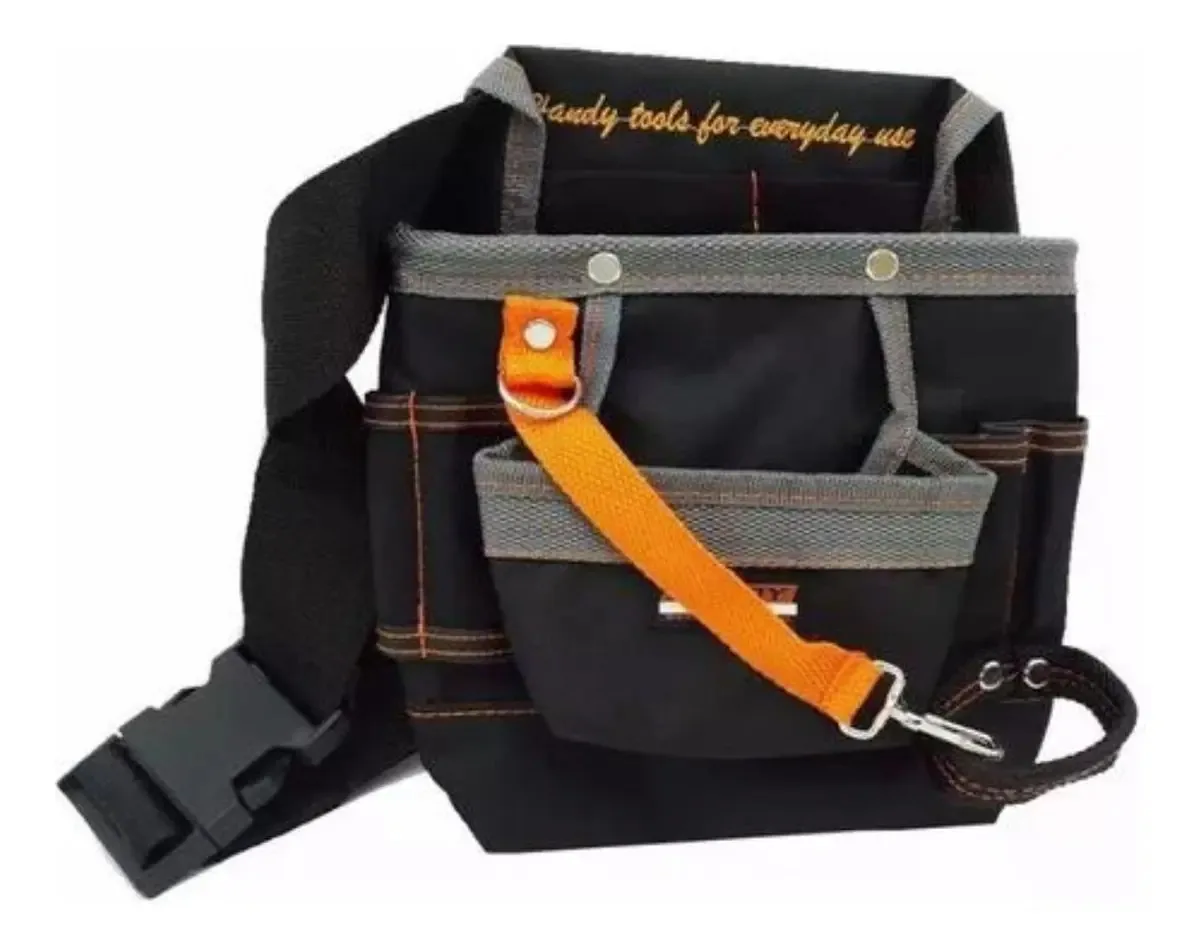 Bolsa De Ferramentas Eletricista Marceneiro 8 Cartucheiras Cor Preto