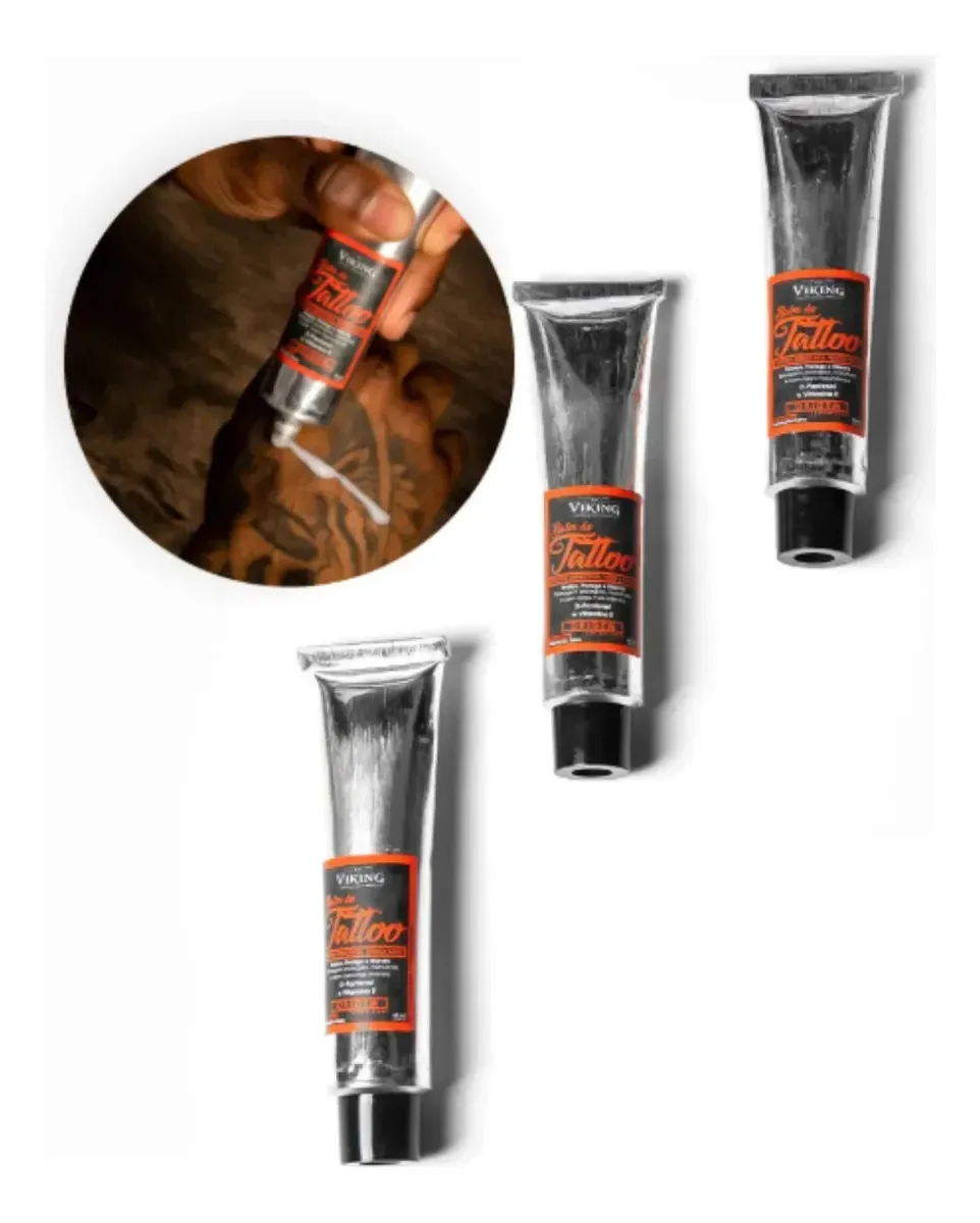 Kit 3 Balm Tattoo Anti Desbotamento Viking 60g