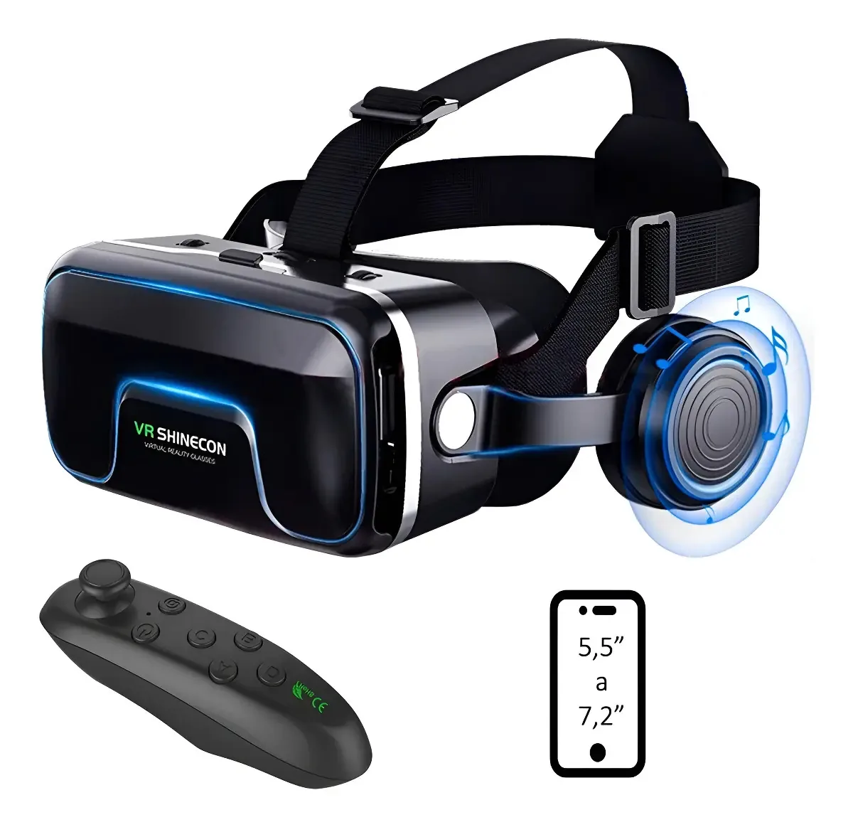 Óculos Vr Realidade Virtual 3d Com Fone De Ouvido E Controle