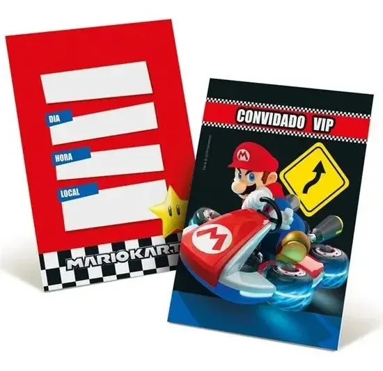 Convite Credencial Mario Kart C/08 Cromus