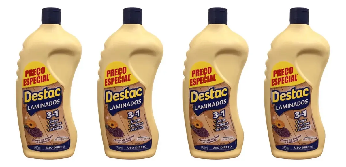 Kit 4 Limpadores Para Piso Laminado Destac Flores e Lavanda 750 mL