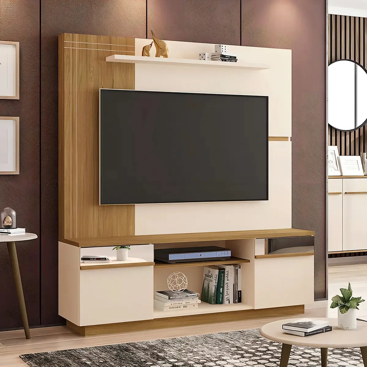 Estante Para Tv E Home Theater Para Tv Até 60 Polegadas A... Cor Off white