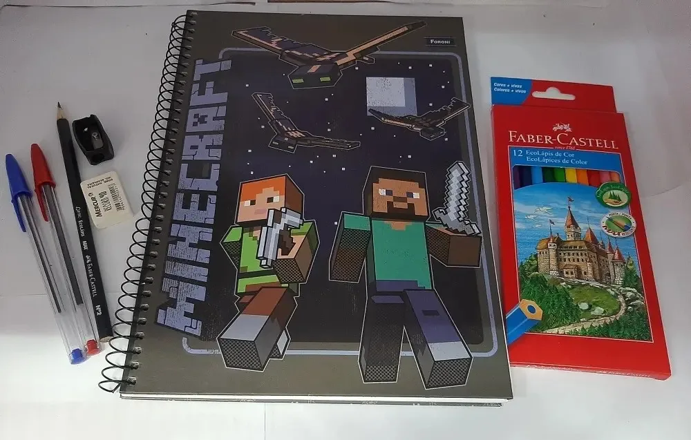 Caderno Universitário 1x1 Capa Dura Minecraft 96 Fls Foroni