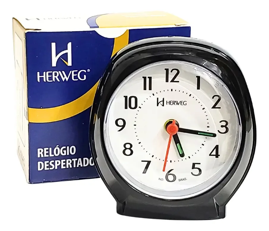 Relógio De Mesa Herweg Modelo 2634 Elegante E Funcional Preto