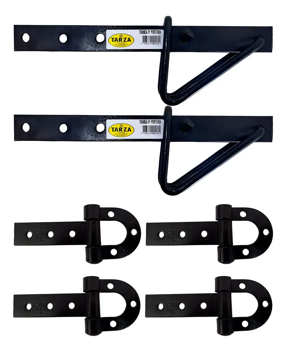 Dobradiça porteira Tarza cor preta acabado pintura eletrostática kit x 6