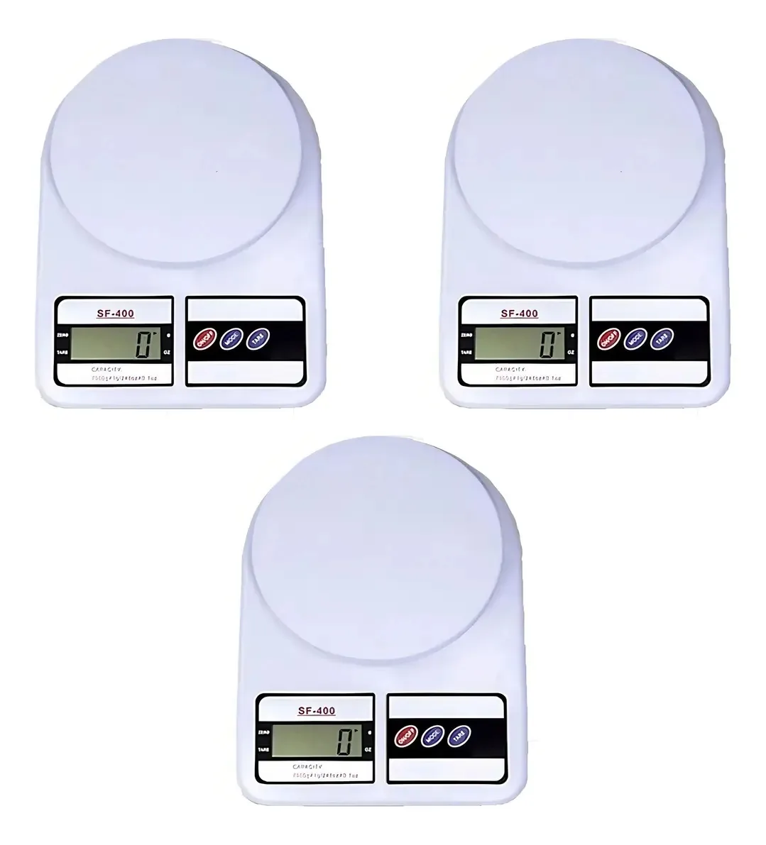 Kit 3 Balanças Digital Alta Precisão Cozinha 10 Kg + Pilhas Cor Branco