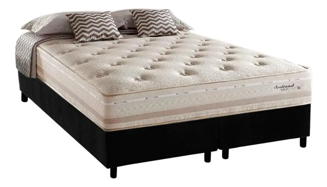 Conjunto Box Queen: Colchão Molas Herval Maxspring Scotland