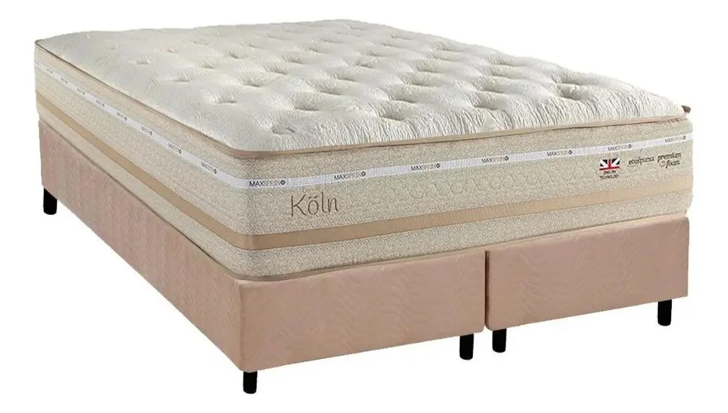 Conjunto Box Queen: Colchão Molas +base Crc Suede Clean