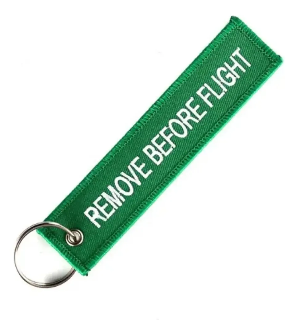 Chaveiro Verde VRSIMPOSTS Remove Before Flight Nylon Aviação 13cm Argola