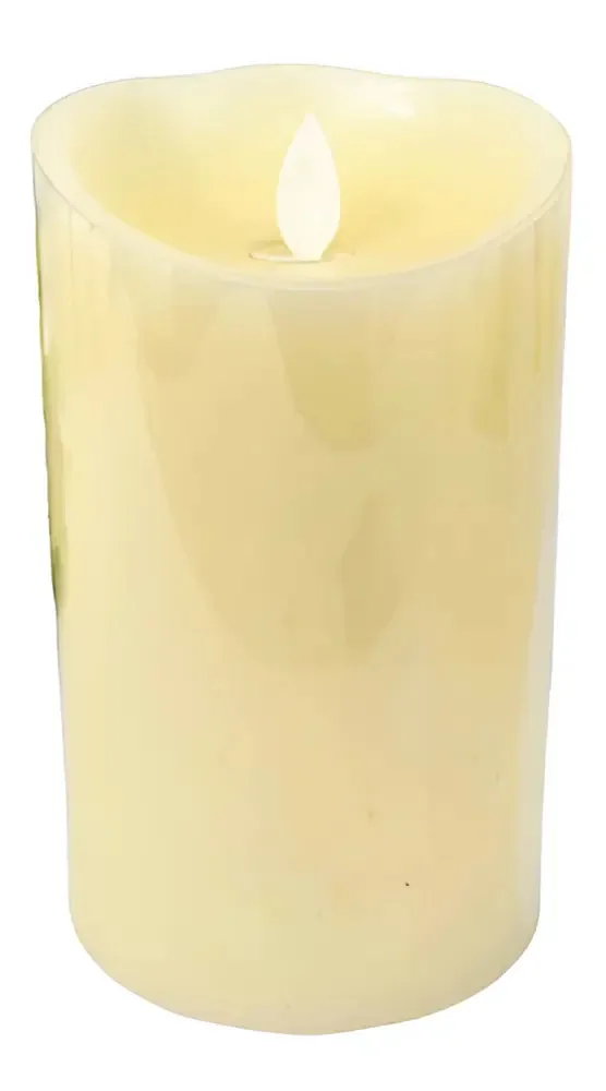 Vela De Led Cintilante Decorativa Redonda 15x9cm Parafina P