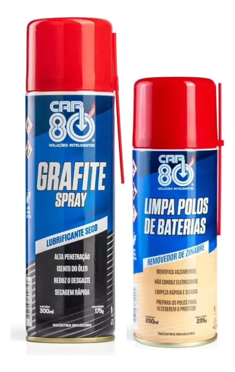 Kit Spray Grafite E Limpa Polo De Bateria Car80