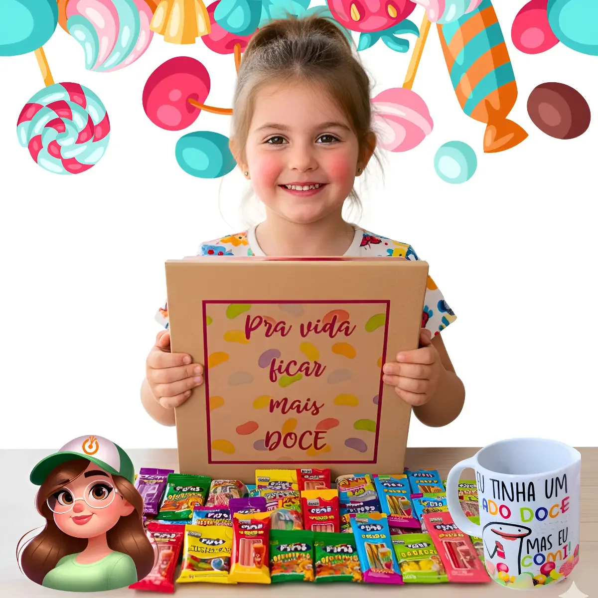 Cesta De Doces Com 30 Doces Fini E Caneca