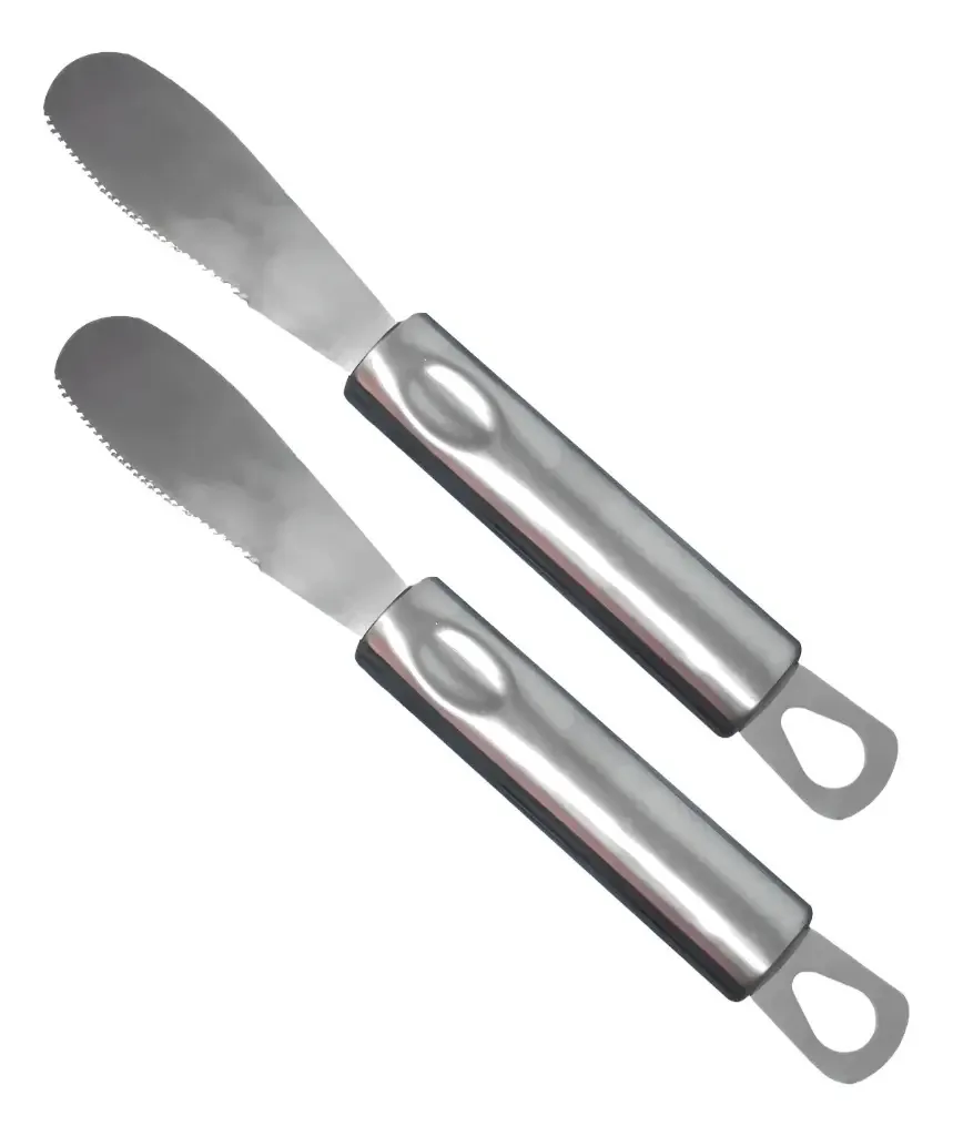 Espátula Faca Para Manteiga Patê Geleia Aço Inox 2 Unidades Cinza