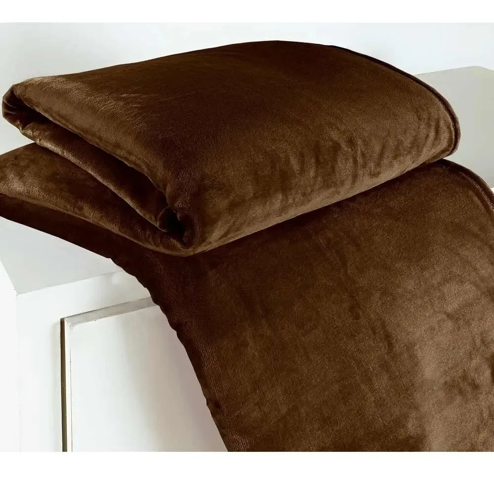 Cobertor Casal Manta Microfibra Fleece 01 Peça -tabaco