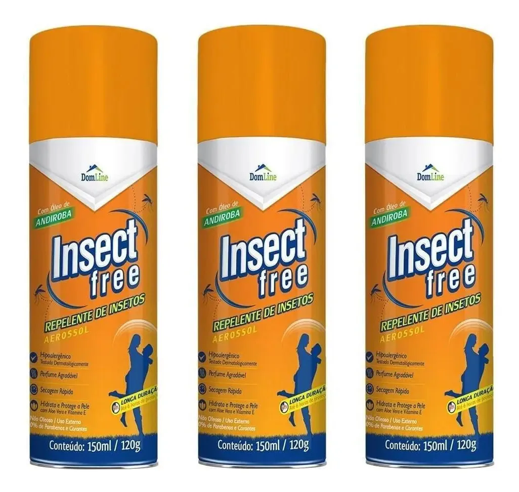 Kit 3 Repelentes De Insetos Aerosol Insect Free 150ml Spray