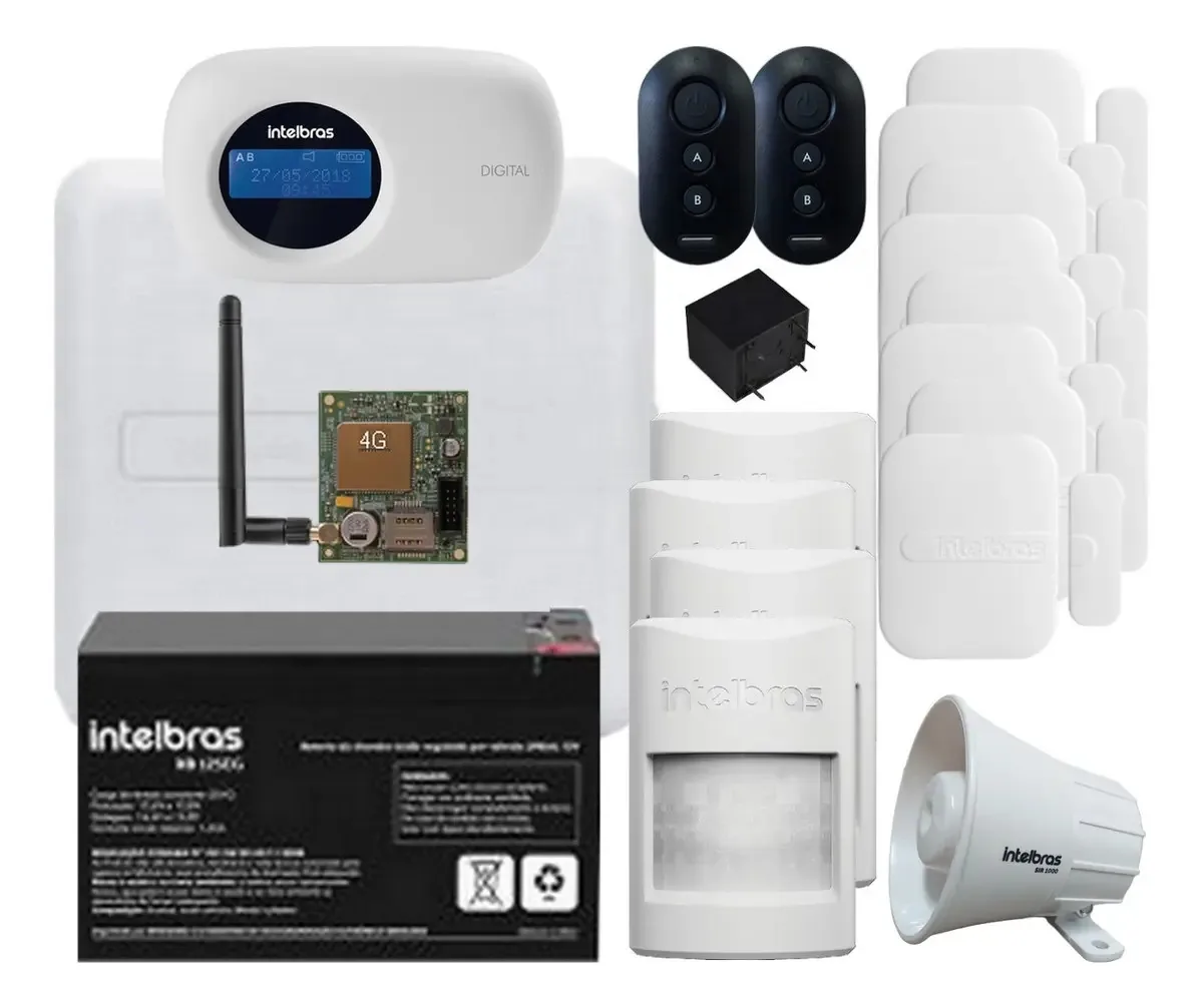 Alarme Intelbras Cloud - Smart Kit Amt 2018e 4g 10 Sensores Cor Branco
