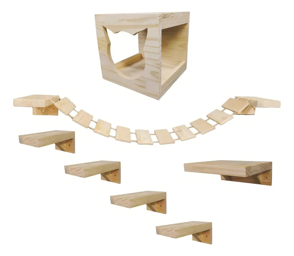 Playground Para Gato 1 Nicho 1 Ponte 1 Plataforma 4 Degraus