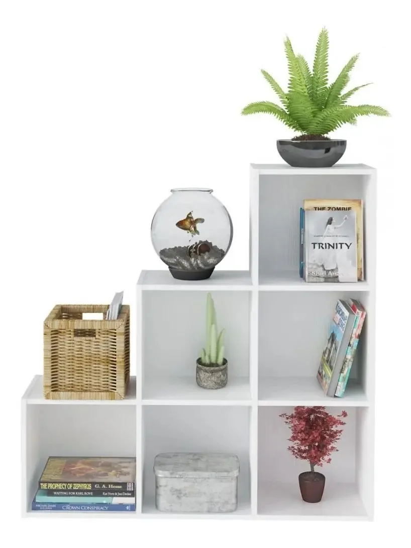 Estante Para Livros Grid 6 Nichos Branco - Artely