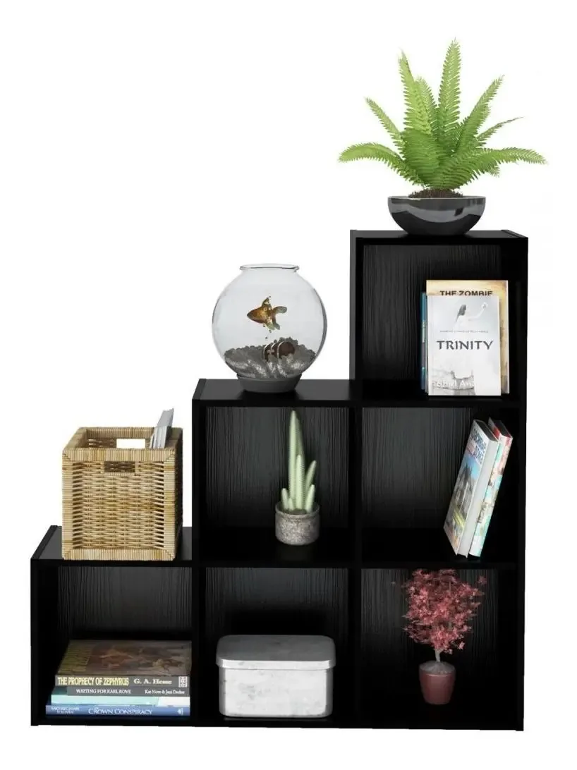 Estante Para Livros Grid 6 Nichos Preto - Artely