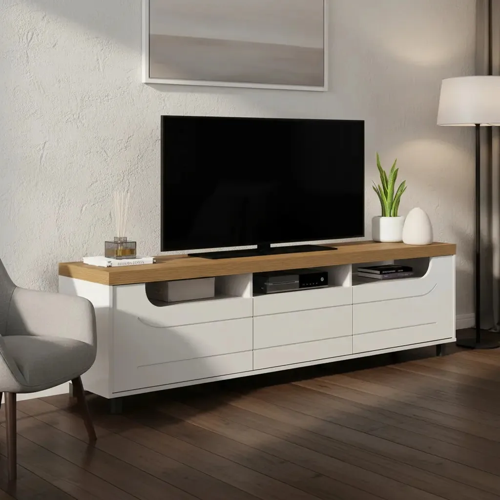 Rack Artely Mercury Pinho/off White Para TV