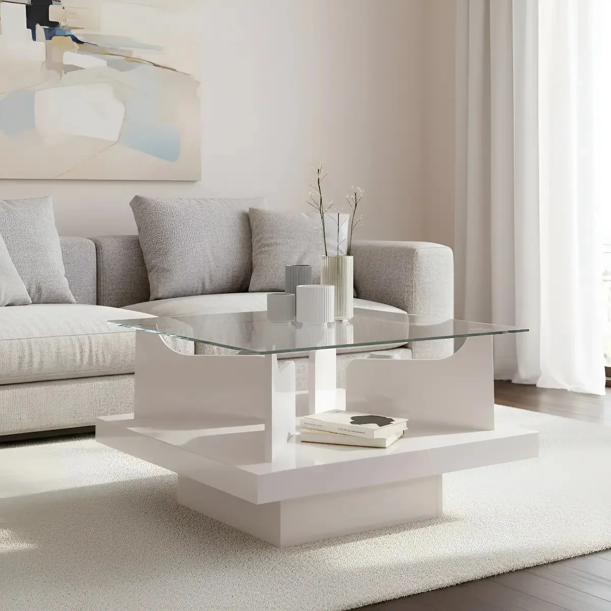 Mesa De Centro Clear Off White Artely