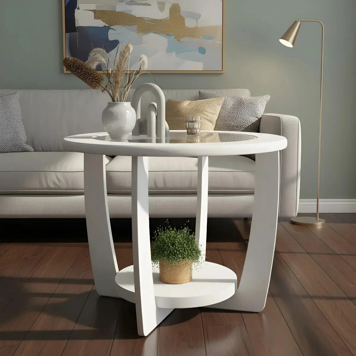 Mesa De Centro Curve Artely Cor Branco