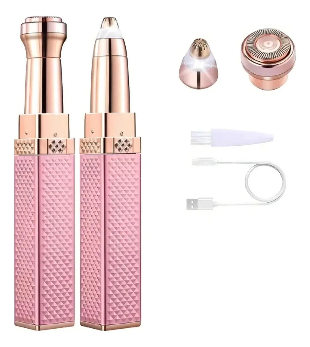 Depilador Eletrico Sobrancelha Removedor De Pelos Barbeador Cor Rosa Usb