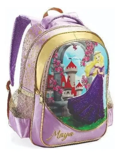 Mochila Costas Princesa Maya Lilás Denlex