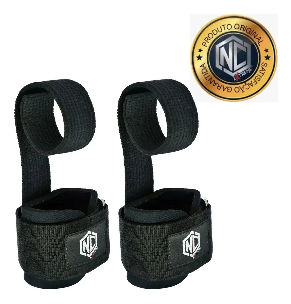 Tala Strap 100% Algodão Crossfit Musculação Premium Nc Par Cor Preto
