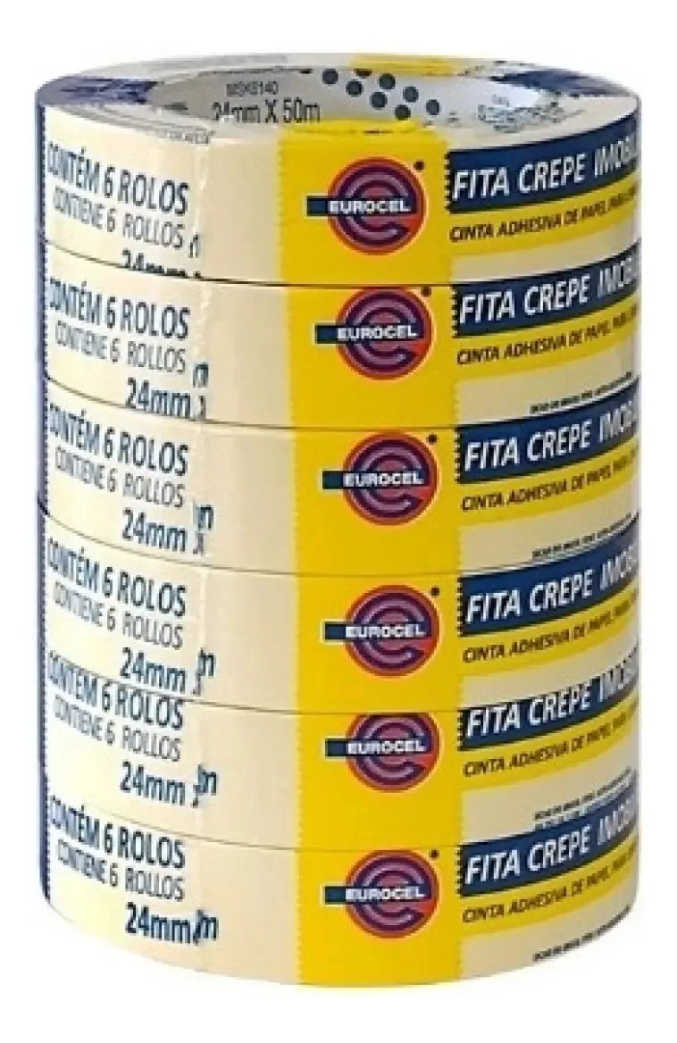 Fita Crepe Mascaramento Eurocel MSK 6142 50m Branco Kit 6 Unidades