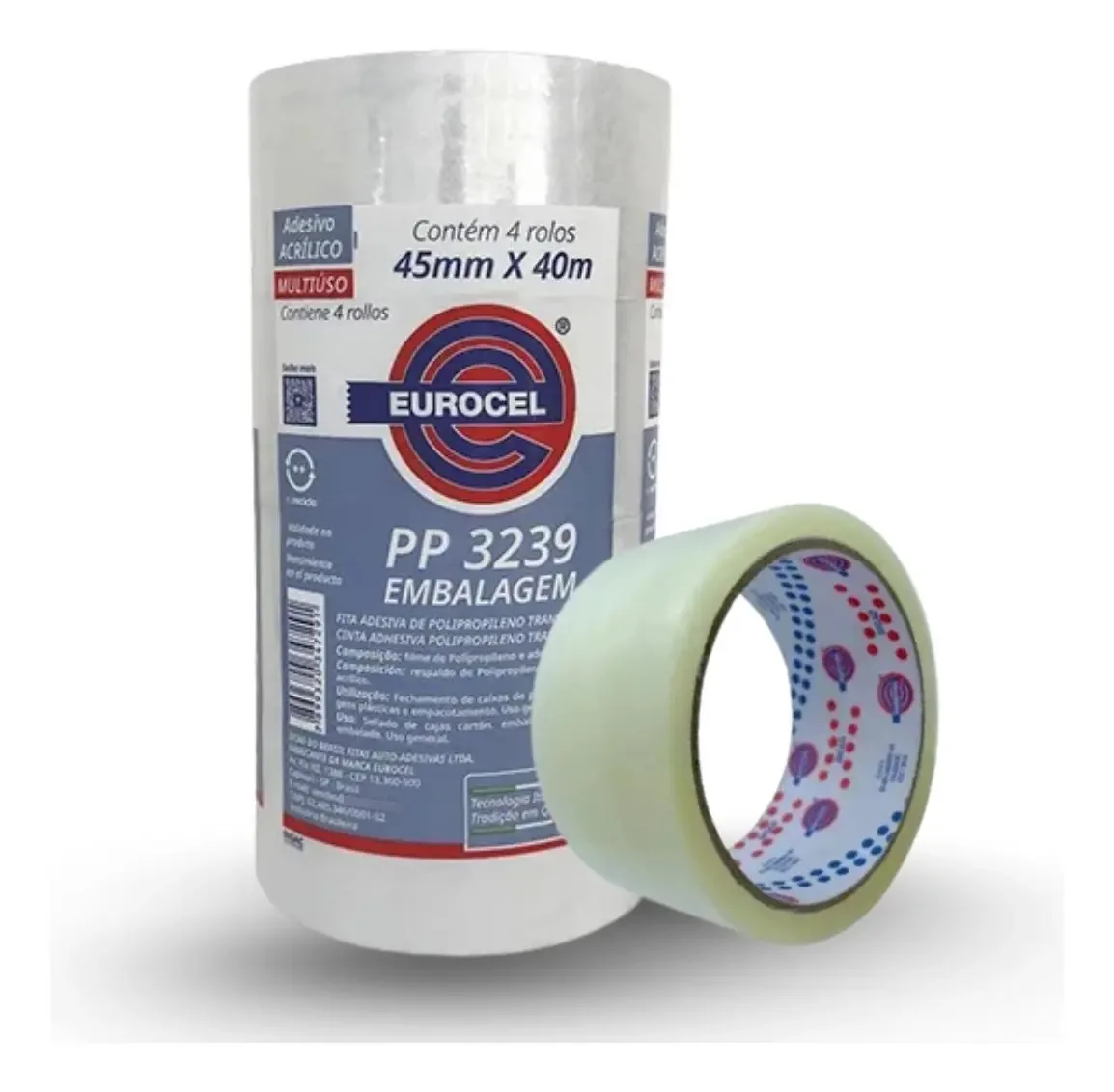 Fita Adesiva Transparente Eurocel 45mmx40 Com 4 Unidades