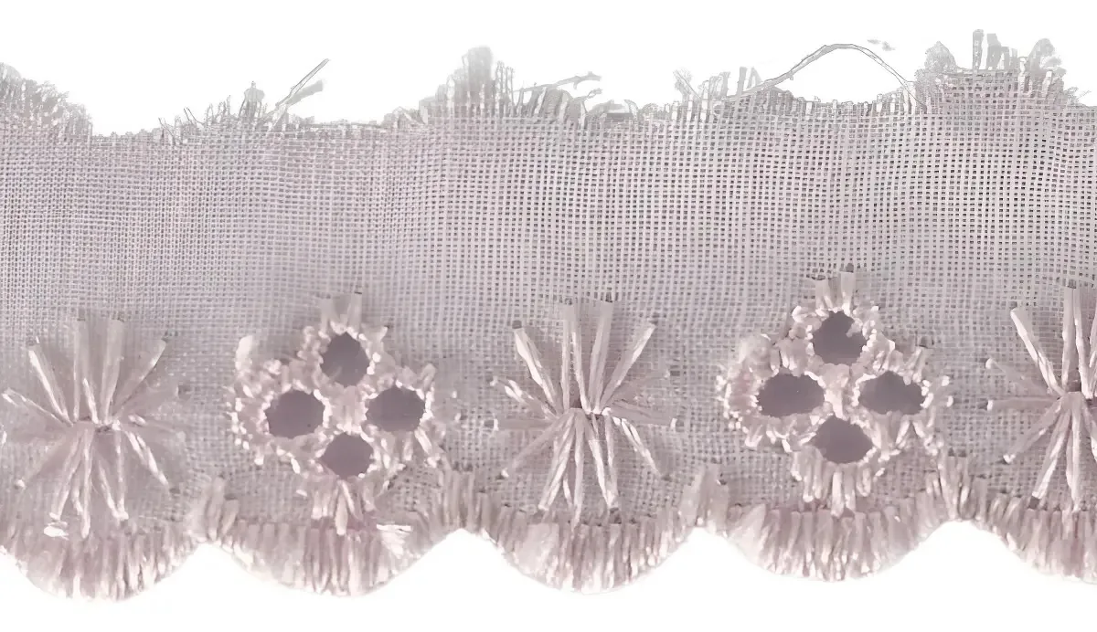 Bordado Inglês Trader Passafita Rosa 3cm x 13,7m Laise Broderie