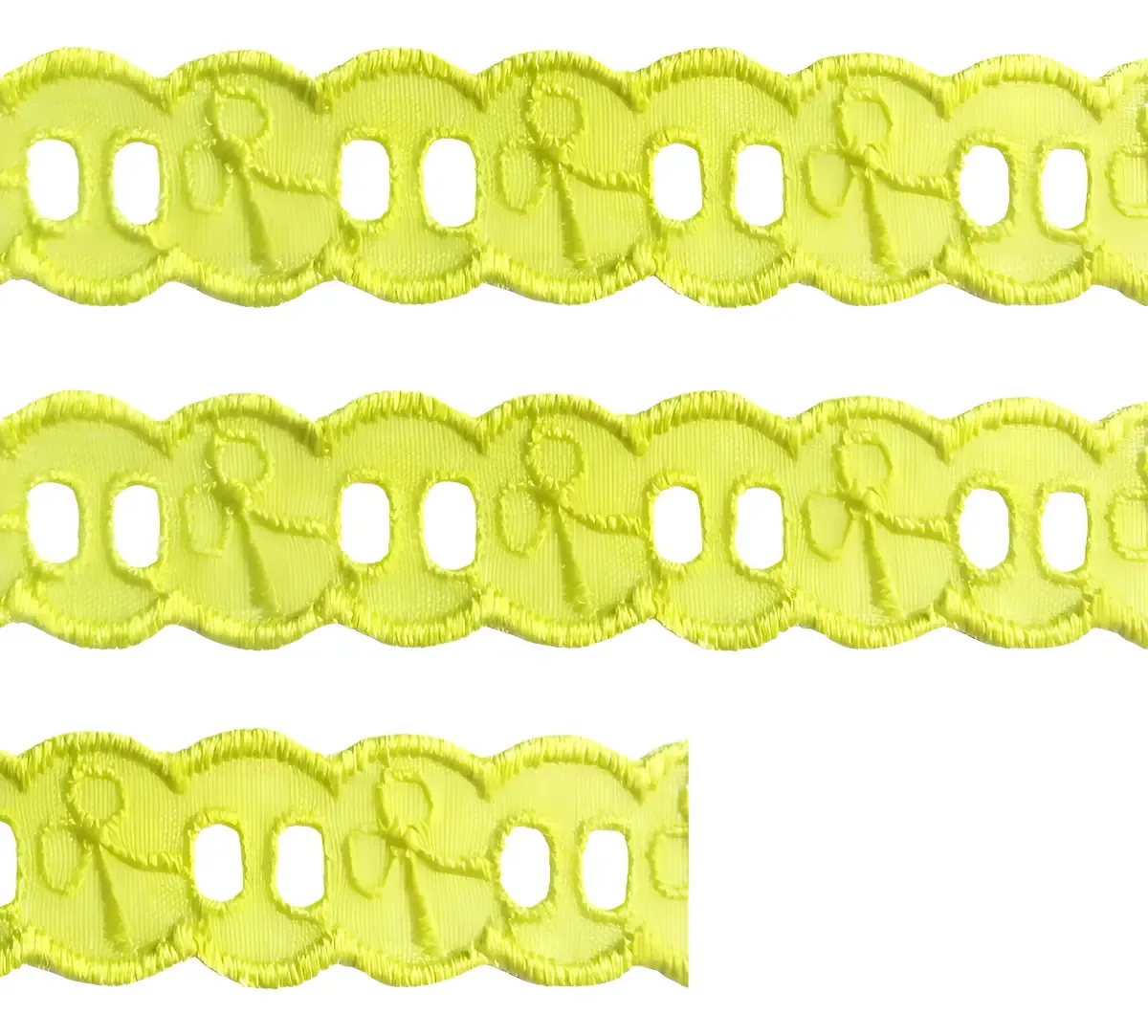 Bordado Inglês Passafita Trader Verde-limão 2cm x 13,7m