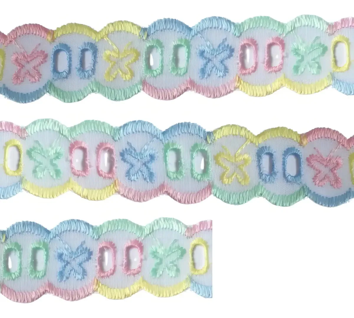 Bordado Inglês Passafita 2cm Trader Multicor Poliéster Algodão 13,7m