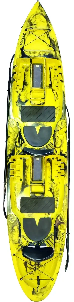Caiaque Duplo New Foca standard com 2 remos cor amarelo