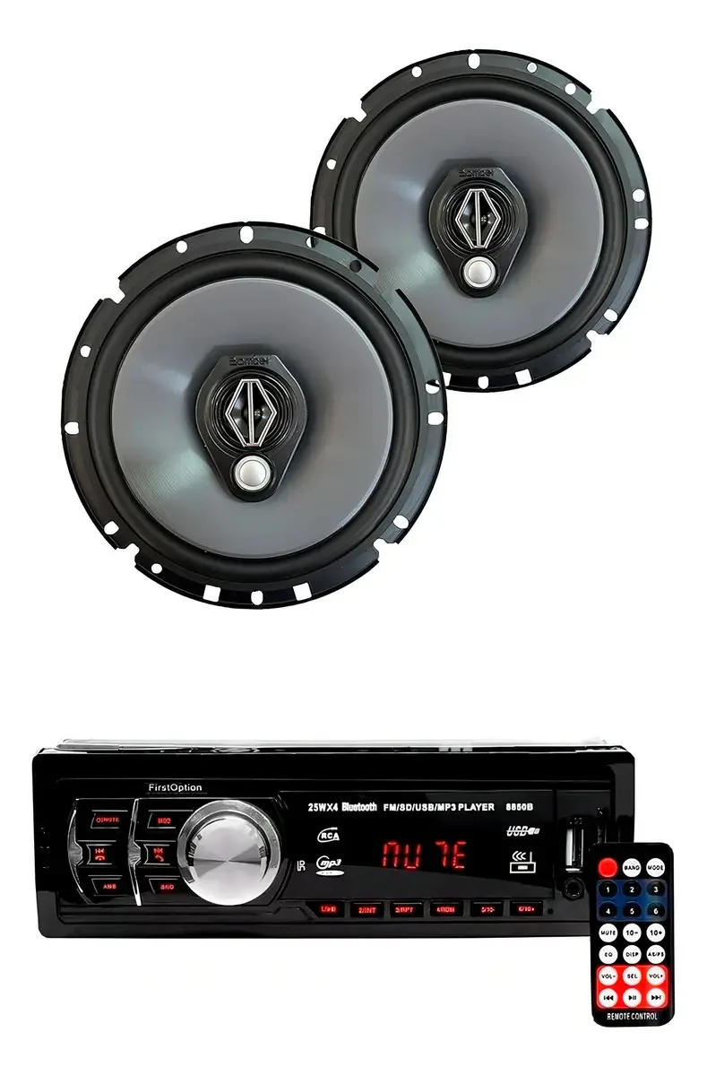 Par Alto-falantes 6 120w Triaxial + Som Automotivo Bt Usb