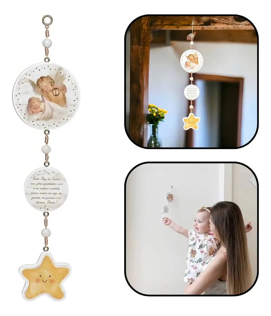 Adorno Infantil Anjo Da Guarda C/estrela