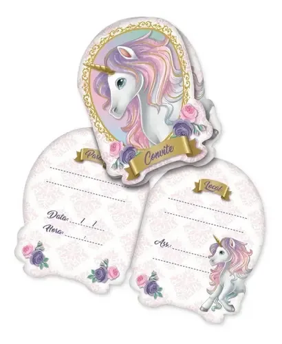 Convite Unicornio C/8