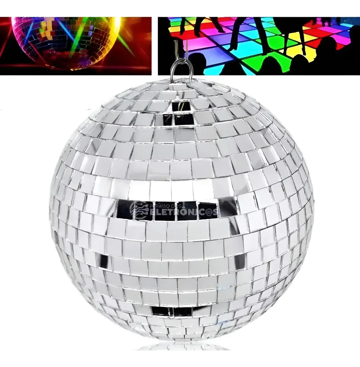 Globo Espelhado de Vidro 30cm para Festa e Decoração Com Gancho