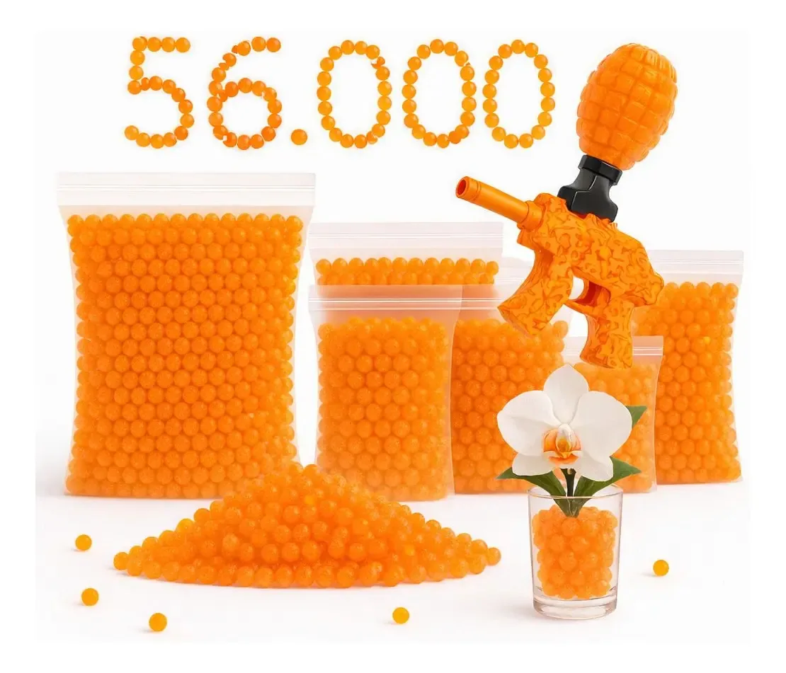 Refil Munição Bolinhas De Gel Orbes 7-8mm Frasco 50.000 Unid Laranja