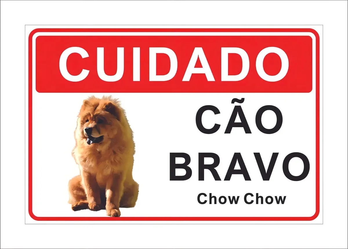 Placa Cuidado Advertência Cão Bravo Chow Chow 25x18cm Cor Outro