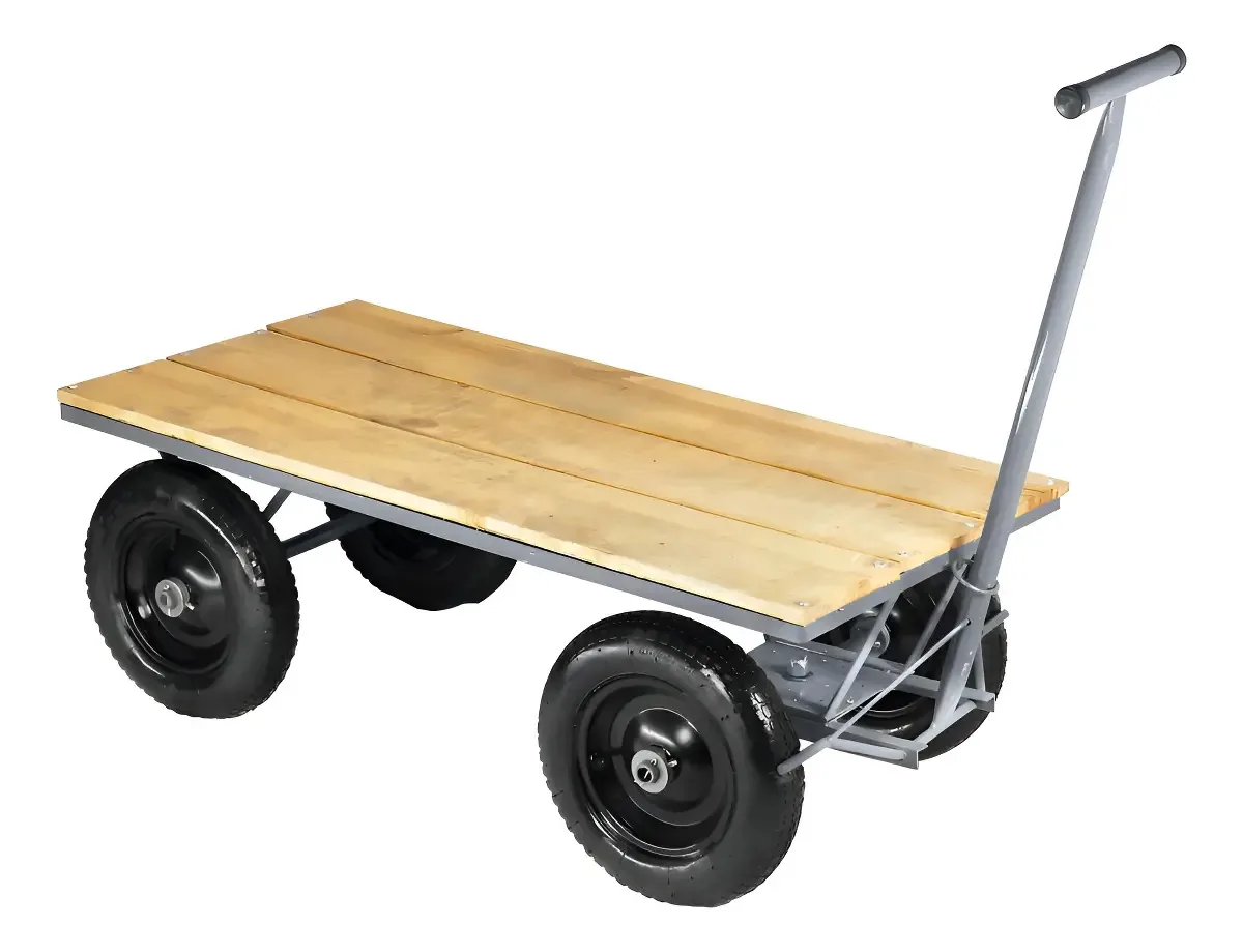 Carro Plataforma Worker 300Kg Madeira 4 Rodas Pneumáticas 1,20x0,60m