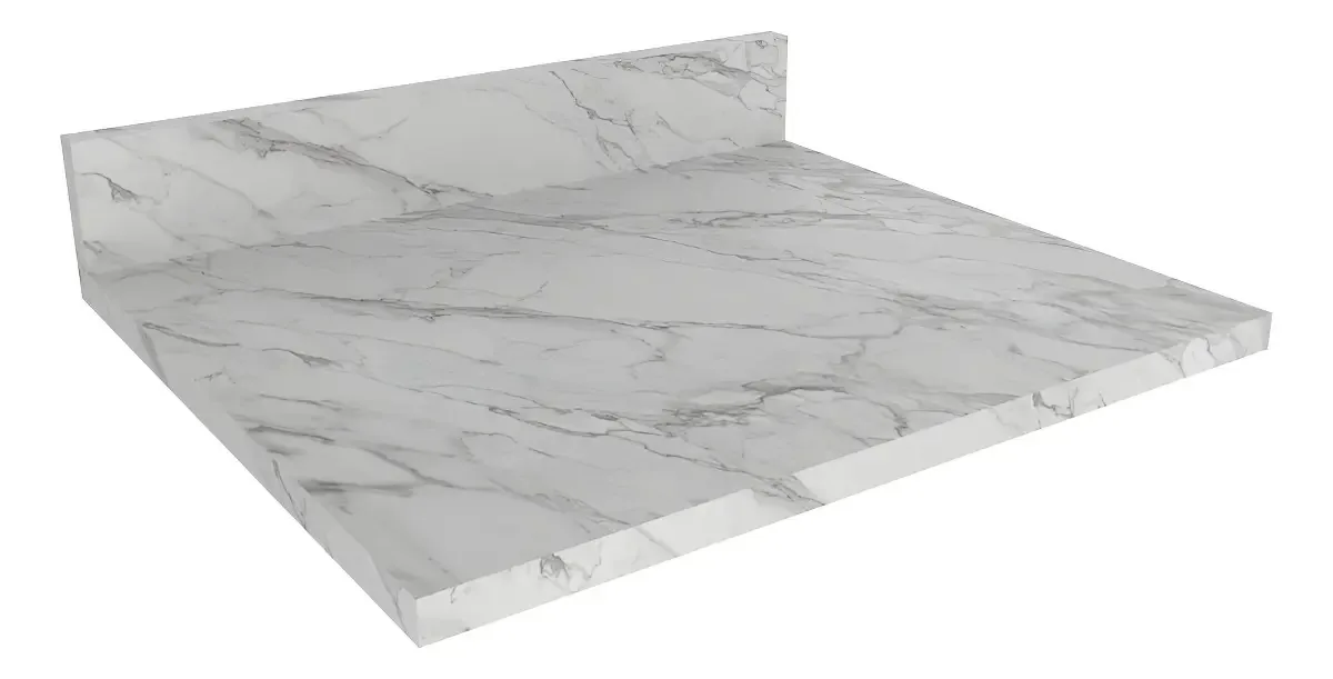 Tampo MDP 25mm para Balcão de Cozinha 60cm Multimóveis CR20427 Mármore Branco