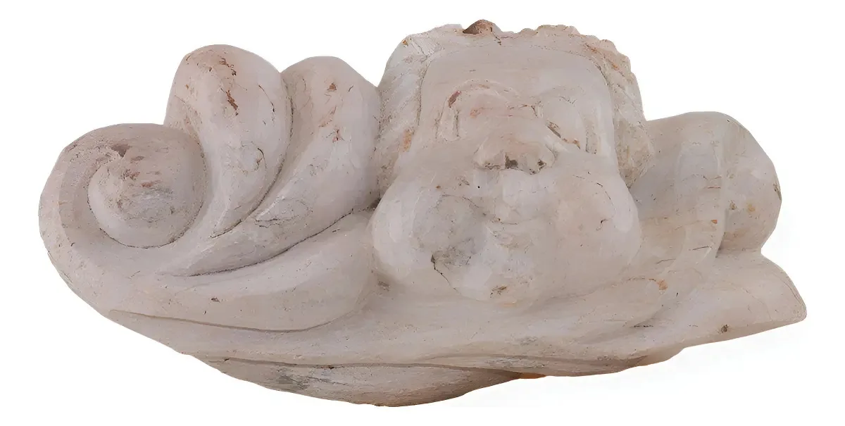Escultura Estátua Anjo Barroco Pedra Sabão Religião 12cm 2.2kg