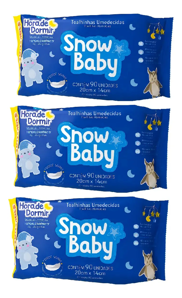 Snow Baby Toalhas Umedecidas Hora De Dormir 90un Kit 3un