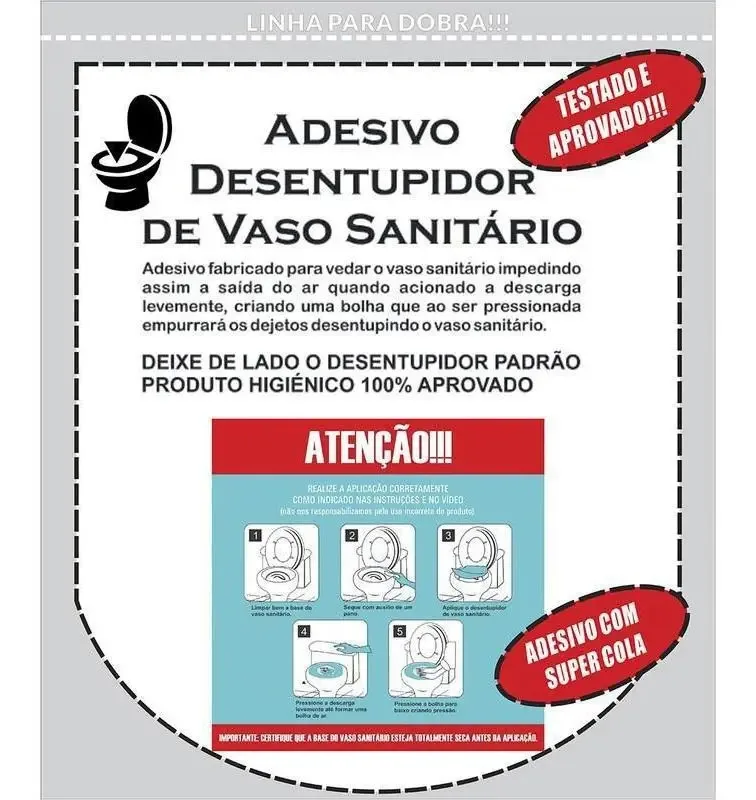 Adesivo Desentupir Vaso Sanitário Descartável Cor Outro